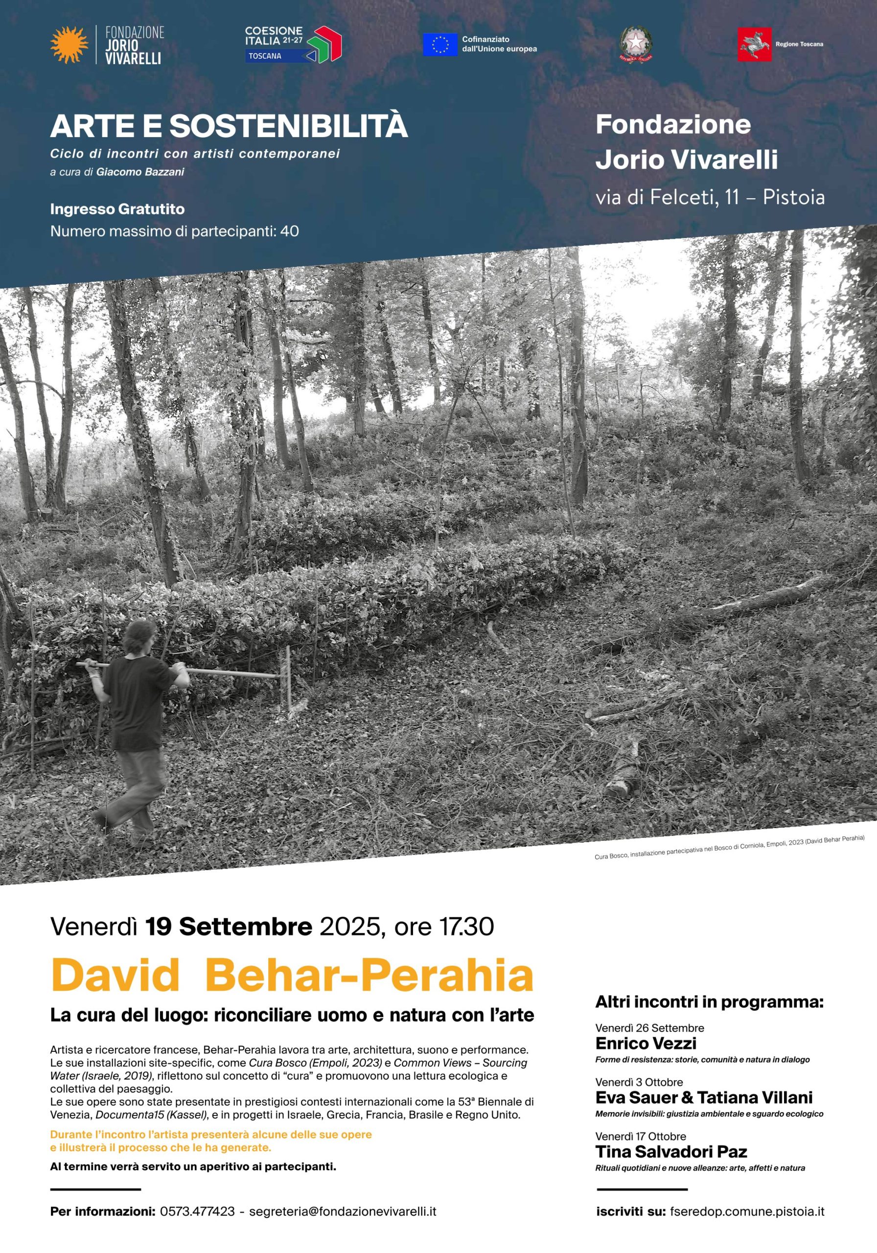1° INCONTRO DI “ARTE E SOSTENIBILITA’ ” La cura dell’uomo. riconciliare uomo e natura con l’arte