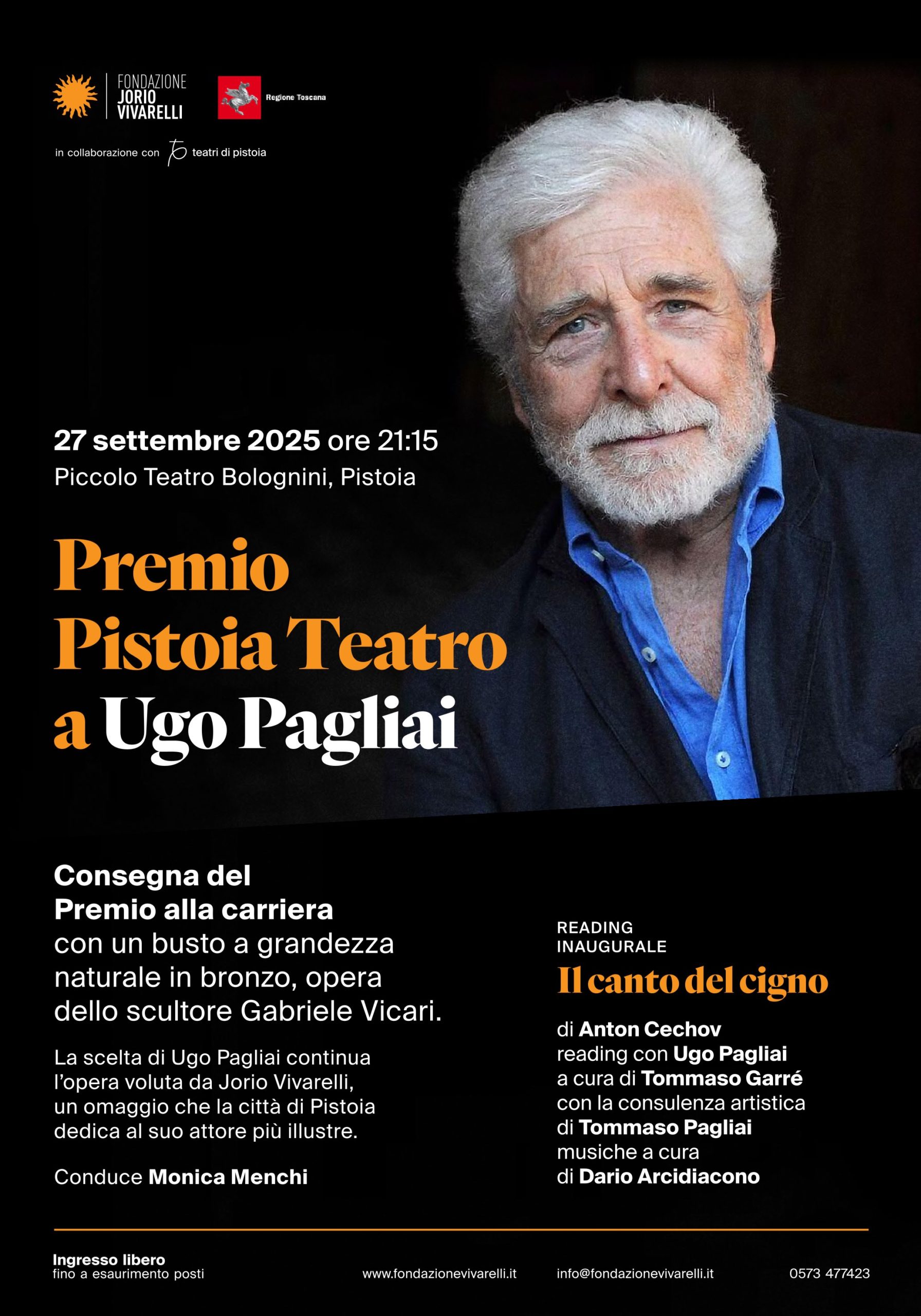 Premio Pistoia Teatro a Ugo Pagliai: “Il canto del cigno”