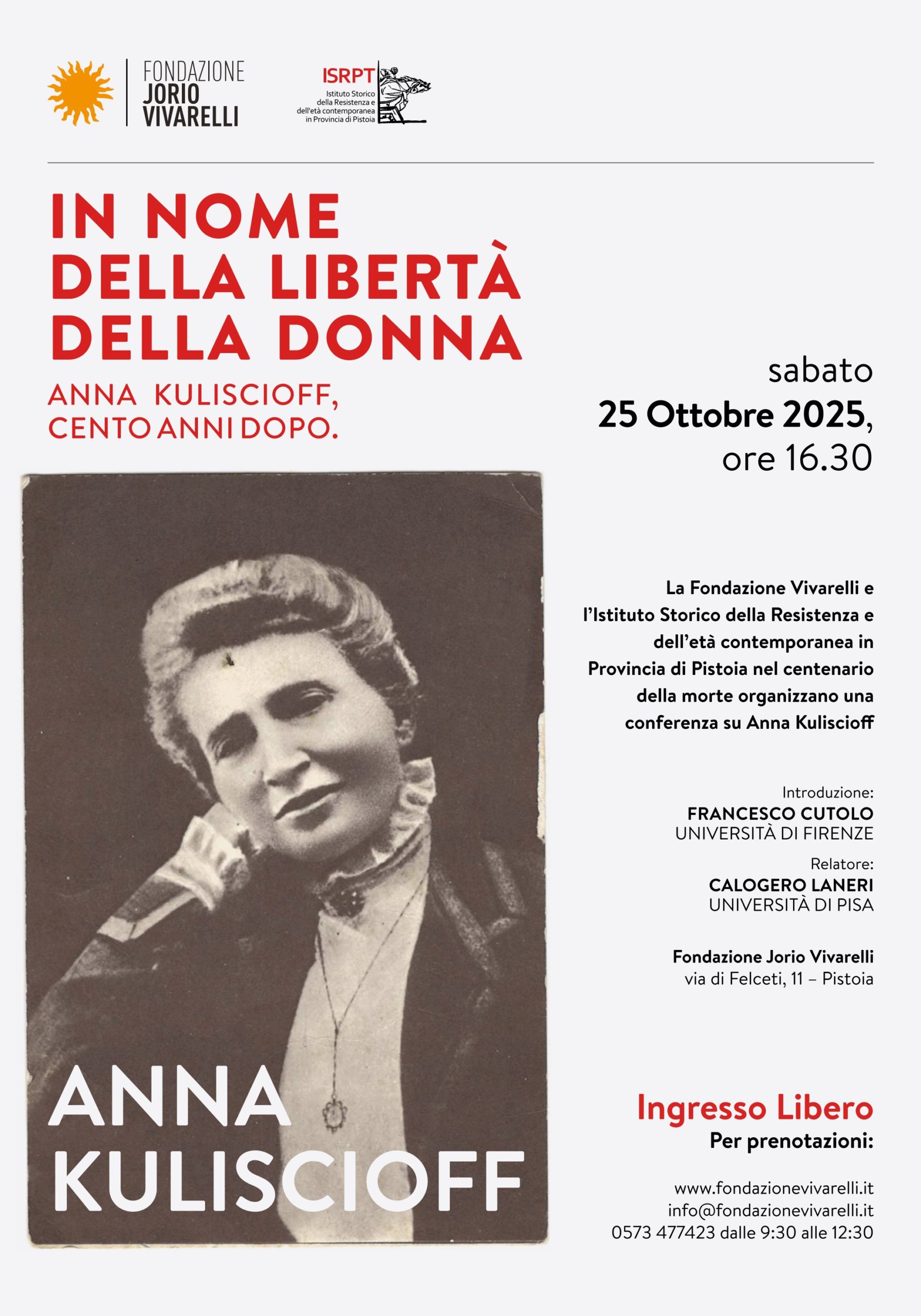 “In nome della libertà della donna: Anna Kuliscioff, cento anni dopo.”