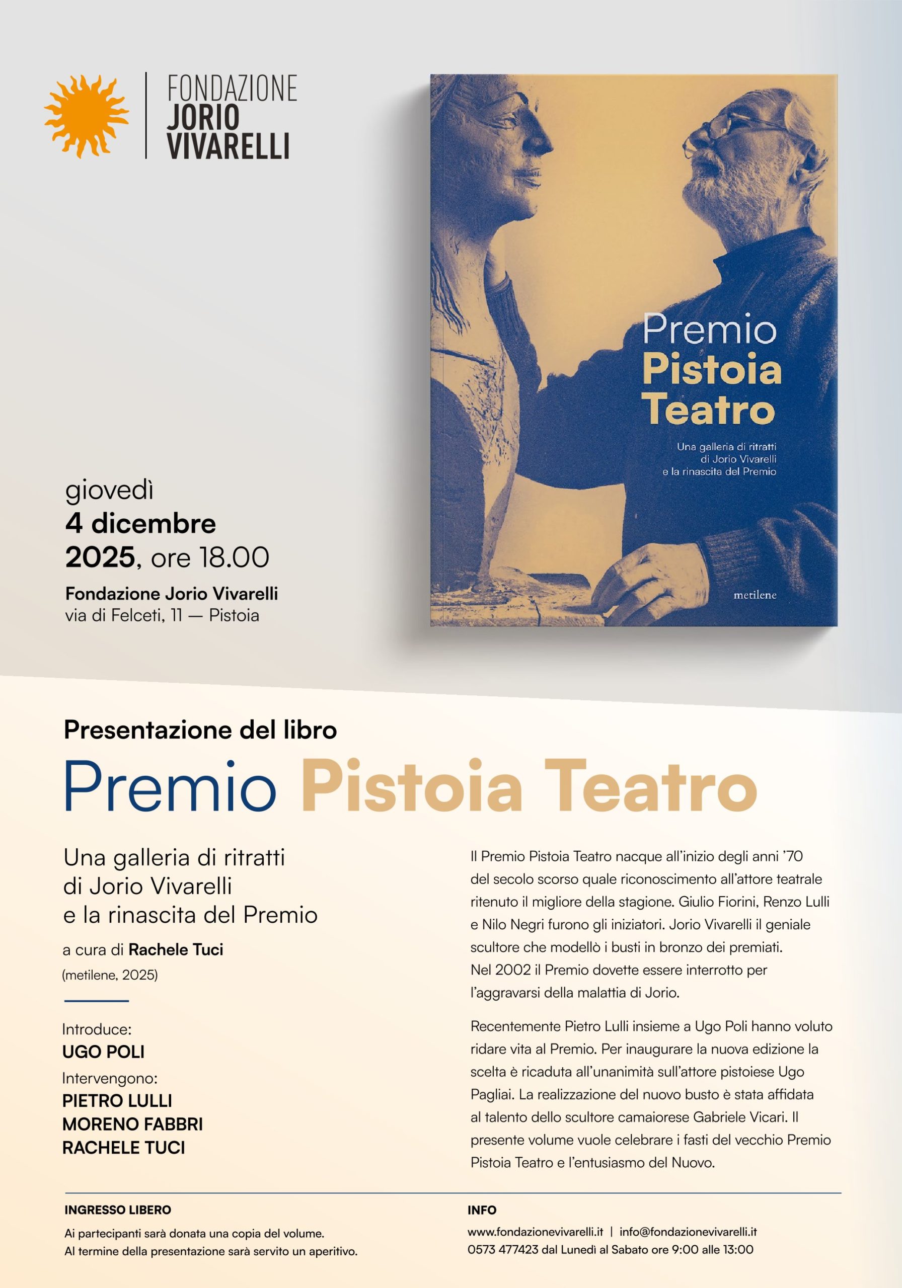 PRESENTAZIONE DEL LIBRO “PREMIO PISTOIA TEATRO”