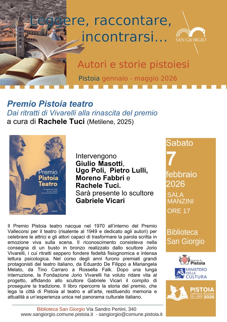 PRESENTAZIONE DEL LIBRO “PREMIO PISTOIA TEATRO – DAI RITRATTI DI VIVERELLI ALLA RINASCITA DEL PREMIO”